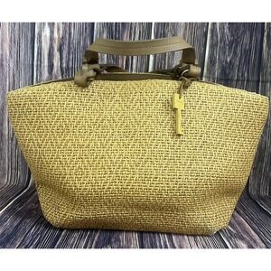 Fossil‎ Straw Handbag Purse Tan Brown 78082 Y2K Brown lining Beach Cruise Bag